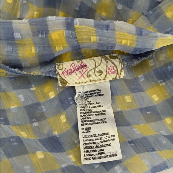 Free People Picnic Plaid Tie Front Kimono size OS - Picture 5 of 6